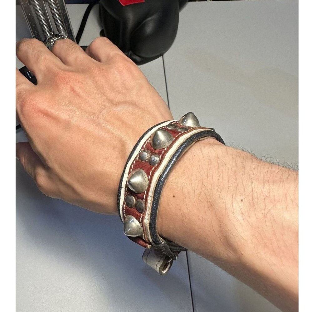 KMRII Wine Studded Punk Bracelet
